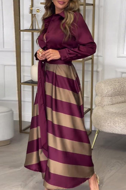 LB | Sukienka maxi w paski o eleganckim wyglądzie