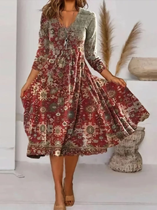 LB | Sukienka midi w stylu vintage z mieszanki bawełny QAH56