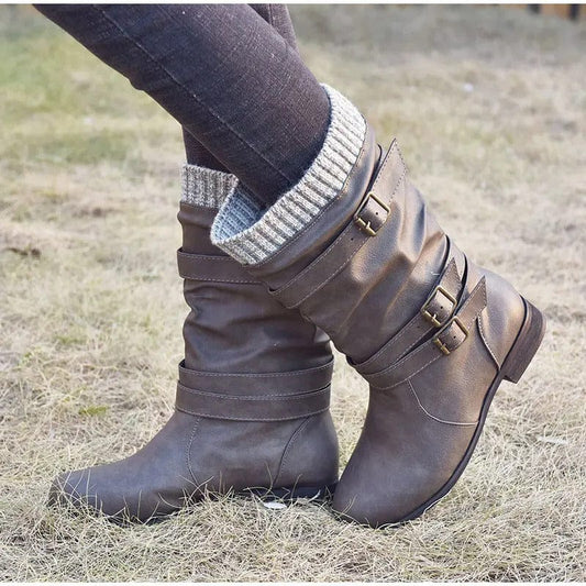 AS | Dzianinowe buty retro do połowy łydki