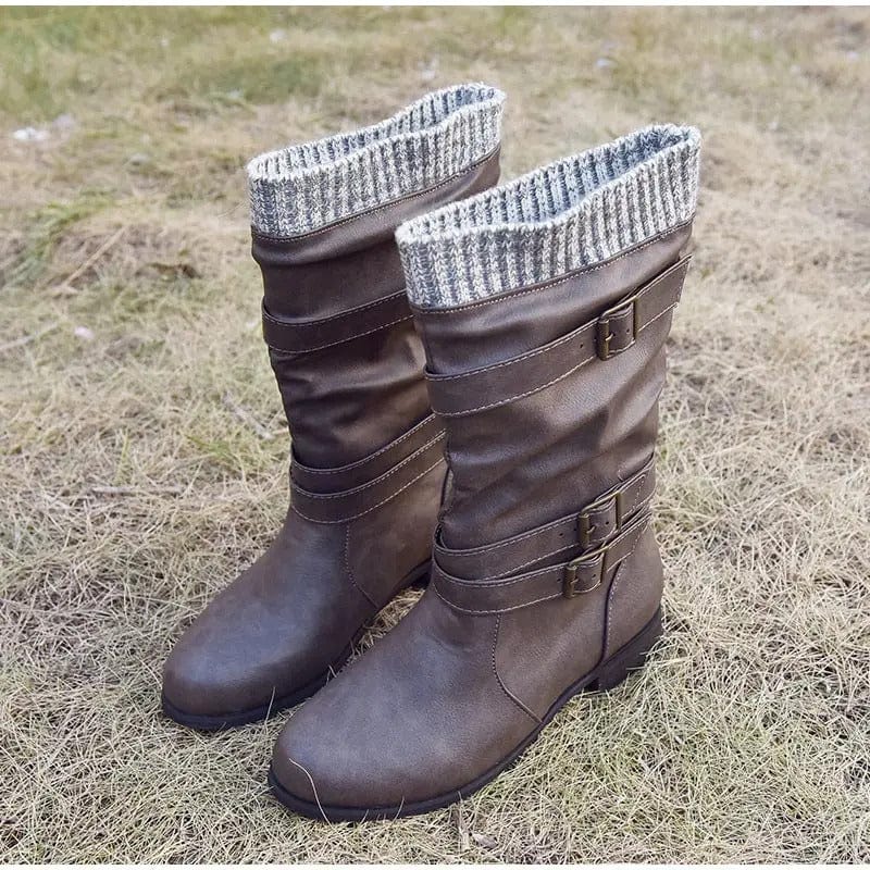 AS | Dzianinowe buty retro do połowy łydki