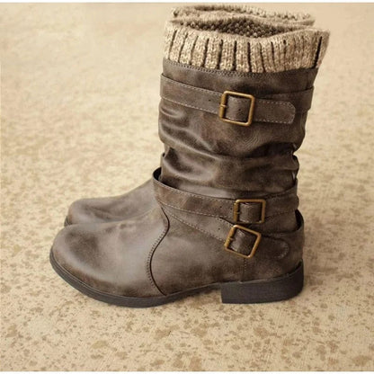 AS | Dzianinowe buty retro do połowy łydki