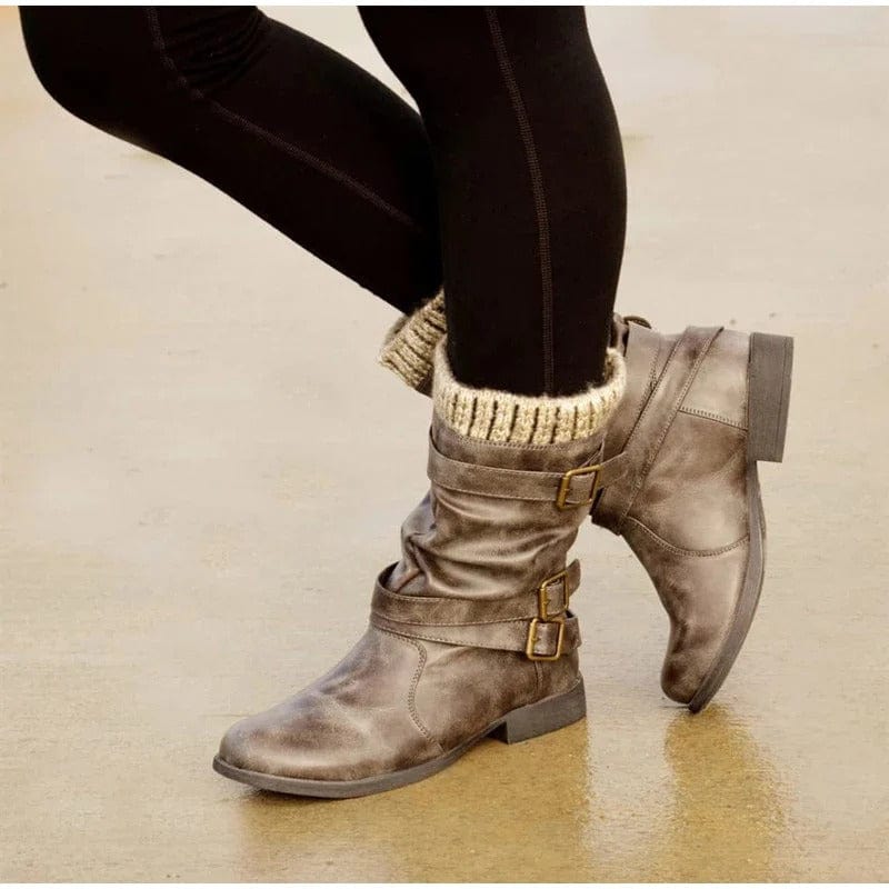 AS | Dzianinowe buty retro do połowy łydki