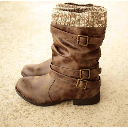 AS | Dzianinowe buty retro do połowy łydki