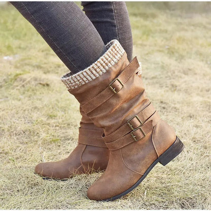 AS | Dzianinowe buty retro do połowy łydki