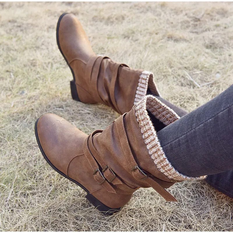 AS | Dzianinowe buty retro do połowy łydki