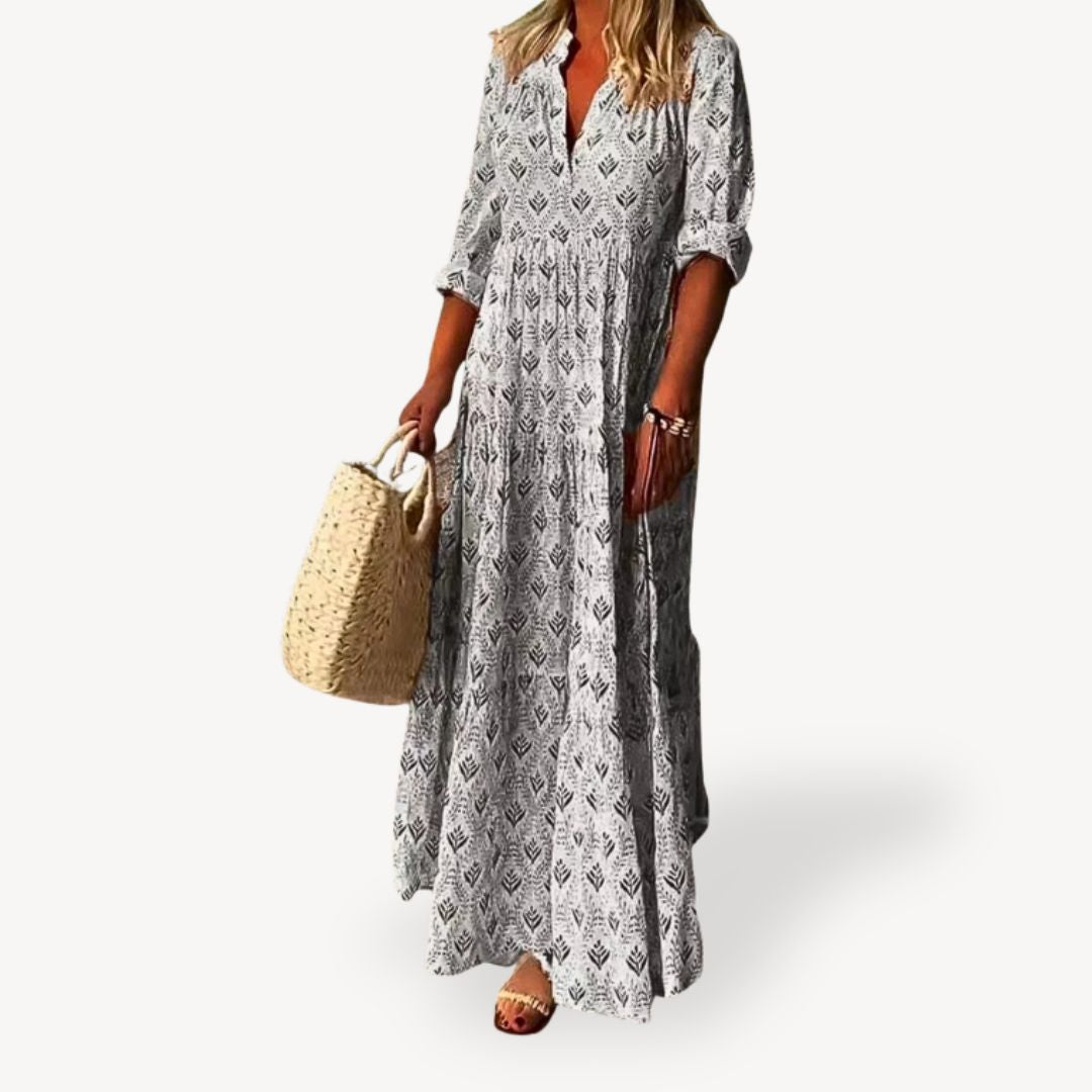 LB | Ladies Print V-Neck Maxi Dress