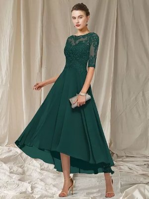 LB | Elegancka imprezowa sukienka maxi z koronką
