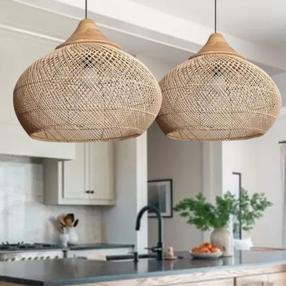 Japandi - oświetlenie w stylu wabi-sabi, lekka lampa bębnowa z wiszącym abażurem
