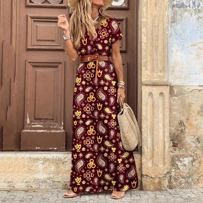 LB | "Fiamma" designerska sukienka maxi z kwiatowym nadrukiem