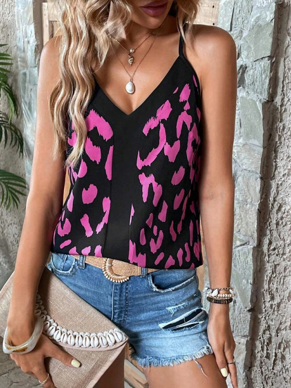 LB | Koszulka camisole z dekoltem w serek w panterkę