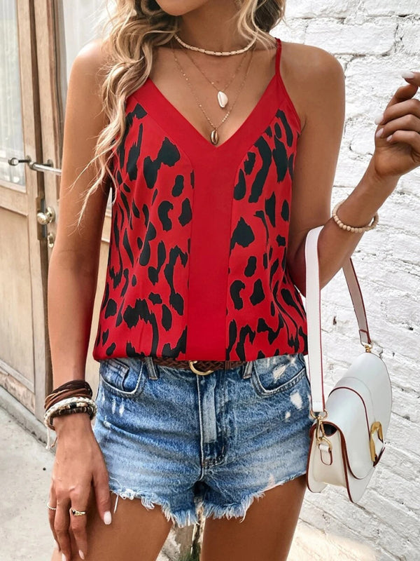 LB | Koszulka camisole z dekoltem w serek w panterkę
