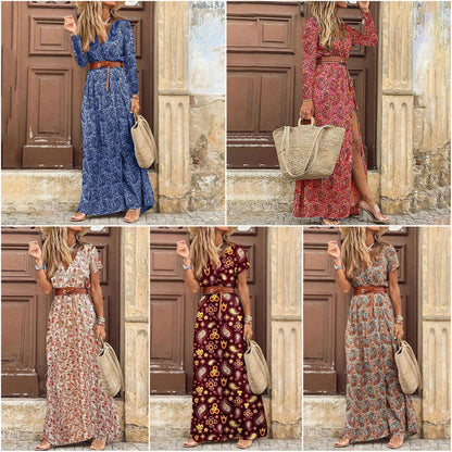 LB | "Fiamma" designerska sukienka maxi z kwiatowym nadrukiem