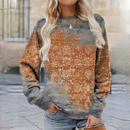 AS | Lavigne - Brązowy sweter z nadrukiem mandali