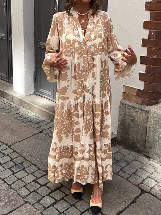 LB | Atrakcyjna sukienka maxi z dekoltem w szpic i rękawami 3/4