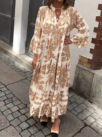 LB | Atrakcyjna sukienka maxi z dekoltem w szpic i rękawami 3/4
