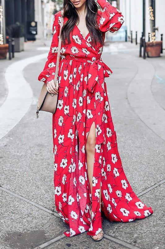 LB | Wondrous Floral Deep V Maxi Dress