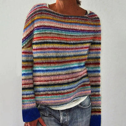 AS | Sweter z dzianiny colorblock z rękawami w paski