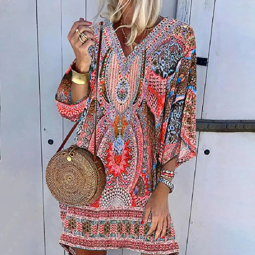AS | Luźna mini sukienka boho
