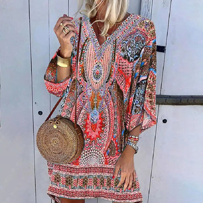 AS | Luźna mini sukienka boho