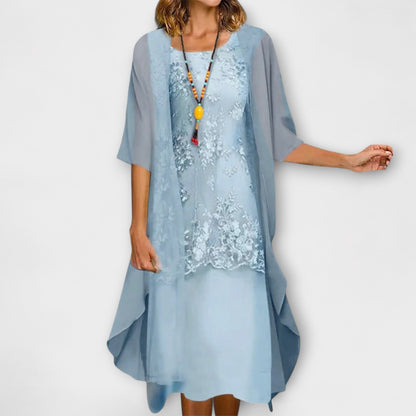 LB | Lace Glow Overlay Midi Dress