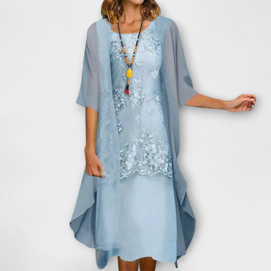 LB | Lace Glow Overlay Midi Dress