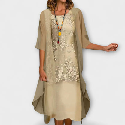 LB | Lace Glow Overlay Midi Dress