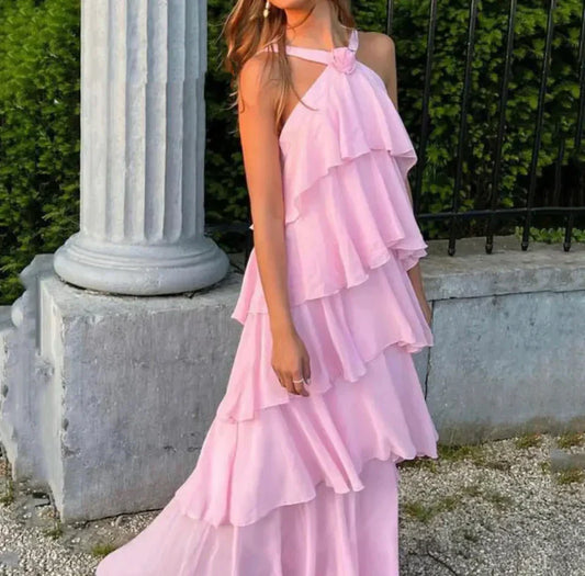 LB | Elegancka sukienka maxi z kwiatowymi akcentami