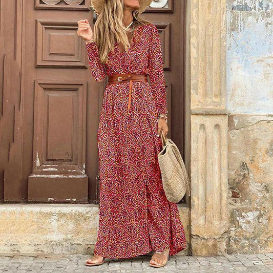 LB | "Fiamma" designerska sukienka maxi z kwiatowym nadrukiem