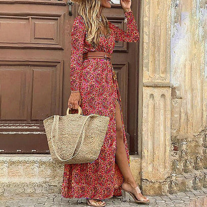 LB | "Fiamma" designerska sukienka maxi z kwiatowym nadrukiem