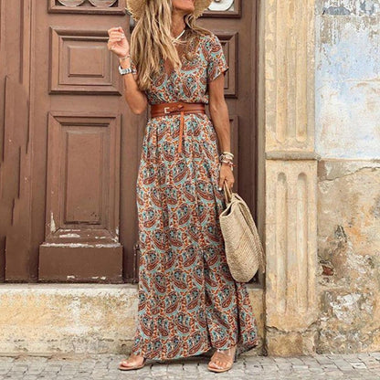 LB | "Fiamma" designerska sukienka maxi z kwiatowym nadrukiem