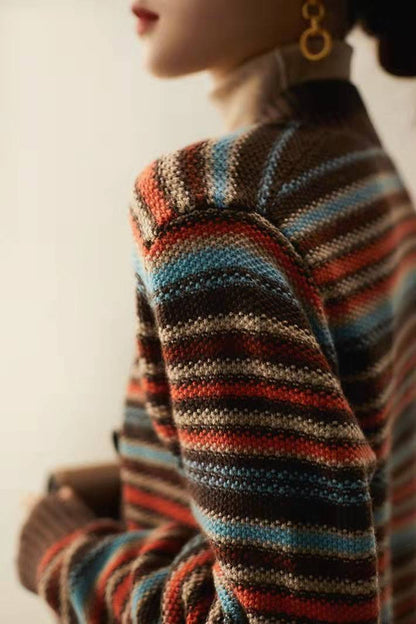 AS | Sweter w paski z dekoltem w szpic