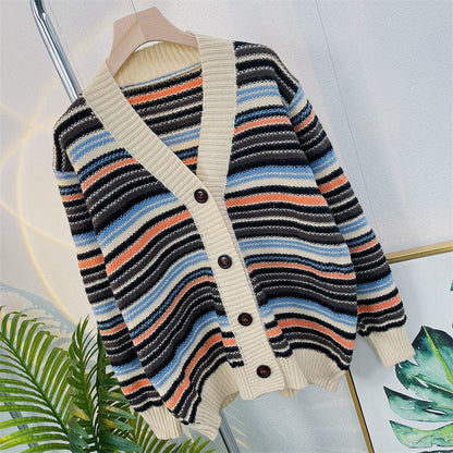 AS | Sweter w paski z dekoltem w szpic