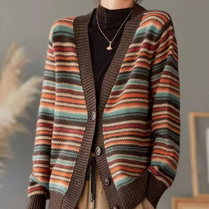 AS | Sweter w paski z dekoltem w szpic