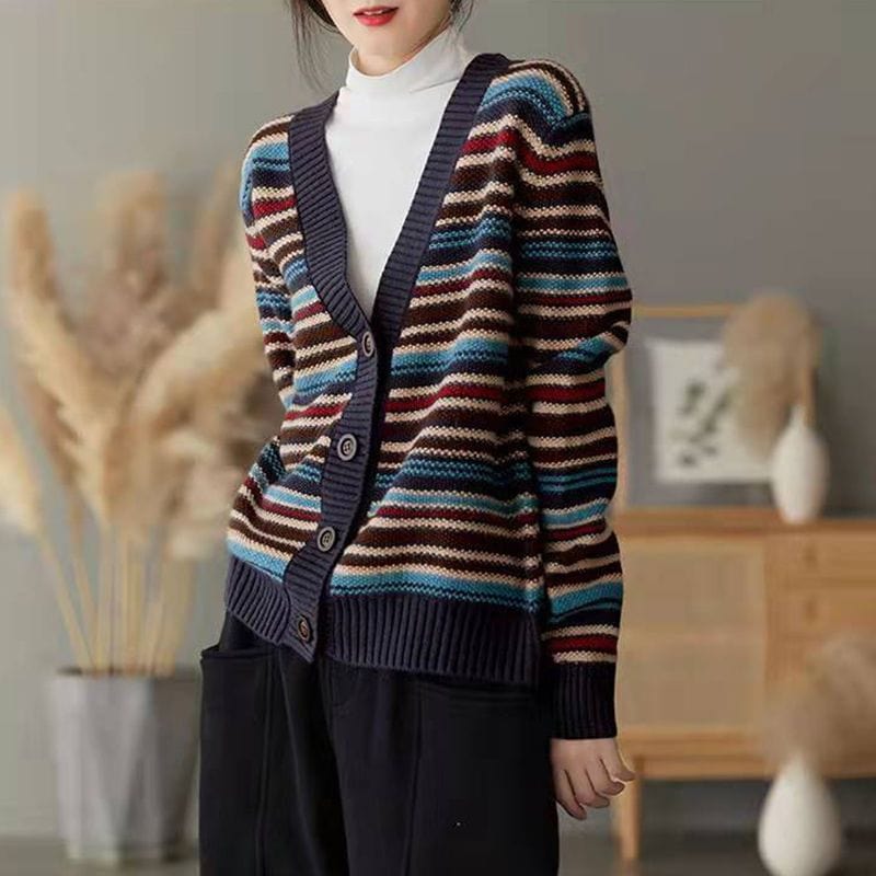 AS | Sweter w paski z dekoltem w szpic