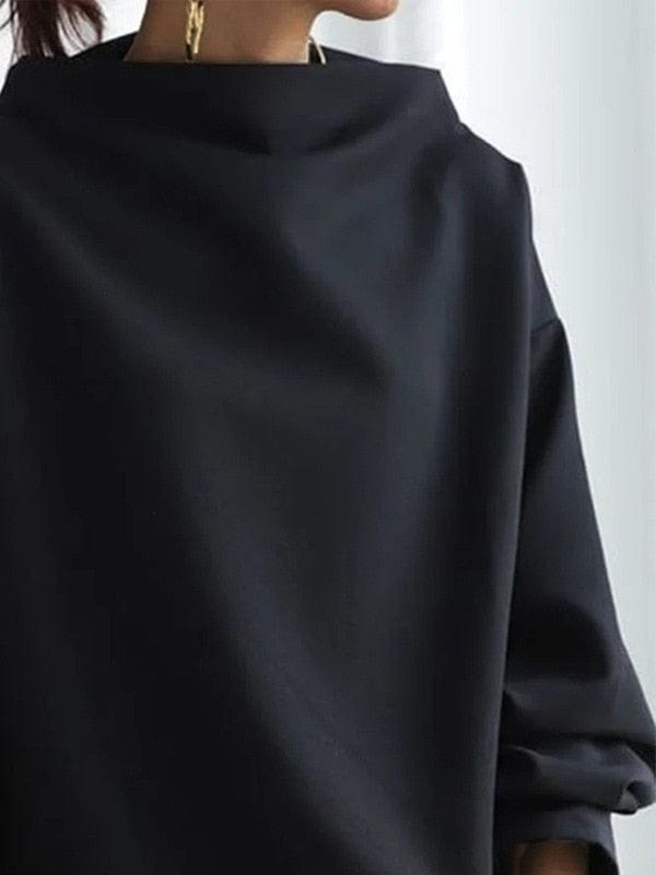 AS | Moda Długi rękaw z wysokim kołnierzem Jednokolorowa bawełna