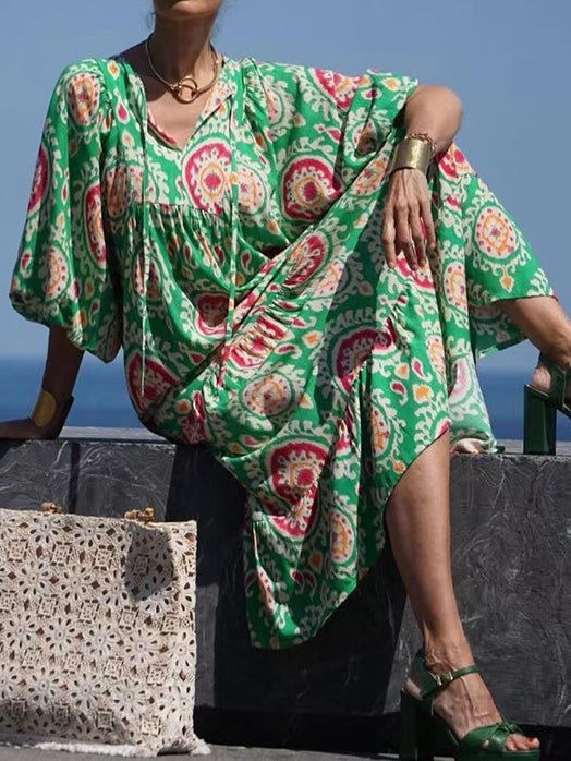 LB | Sukienka maxi z bufiastymi rękawami w stylu vintage