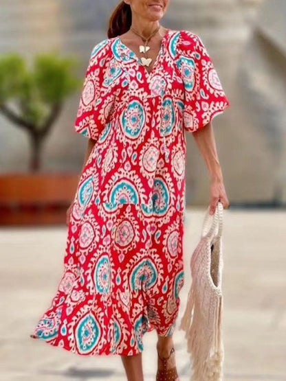 LB | Sukienka maxi z bufiastymi rękawami w stylu vintage