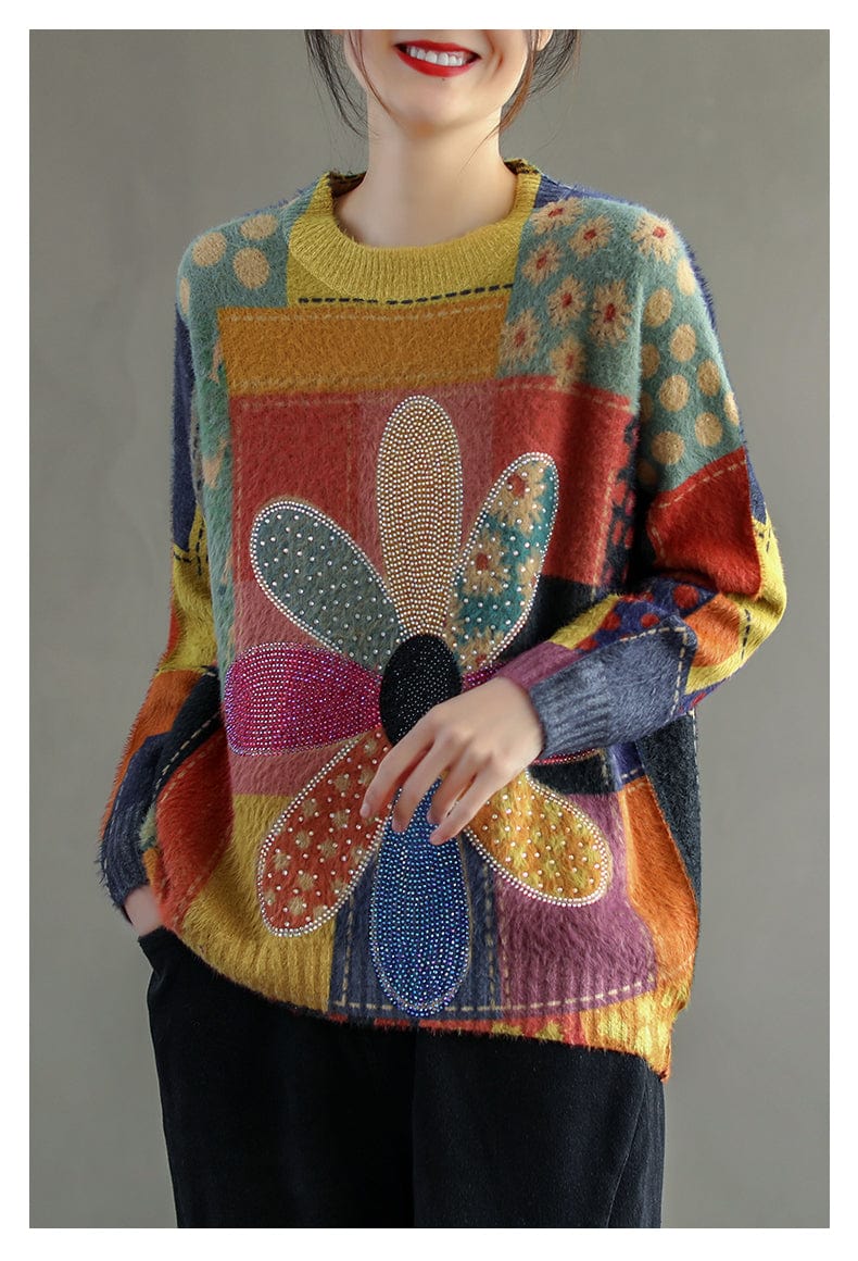 AS | Diamentowy sweter w kwiaty w stylu vintage 2024