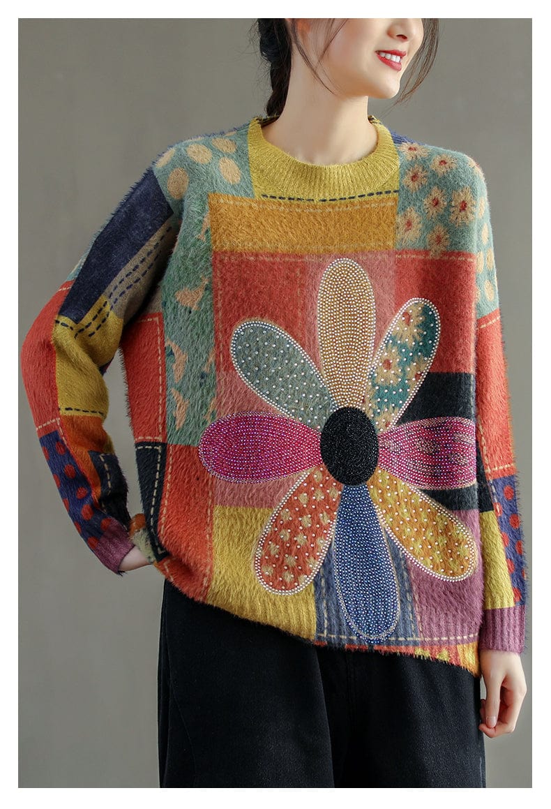 AS | Diamentowy sweter w kwiaty w stylu vintage 2024