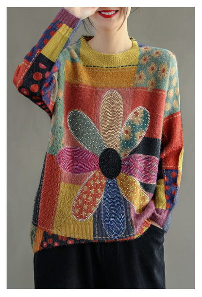 AS | Diamentowy sweter w kwiaty w stylu vintage 2024