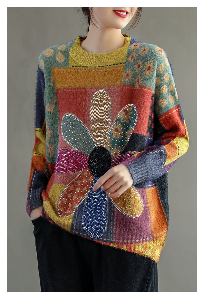 AS | Diamentowy sweter w kwiaty w stylu vintage 2024