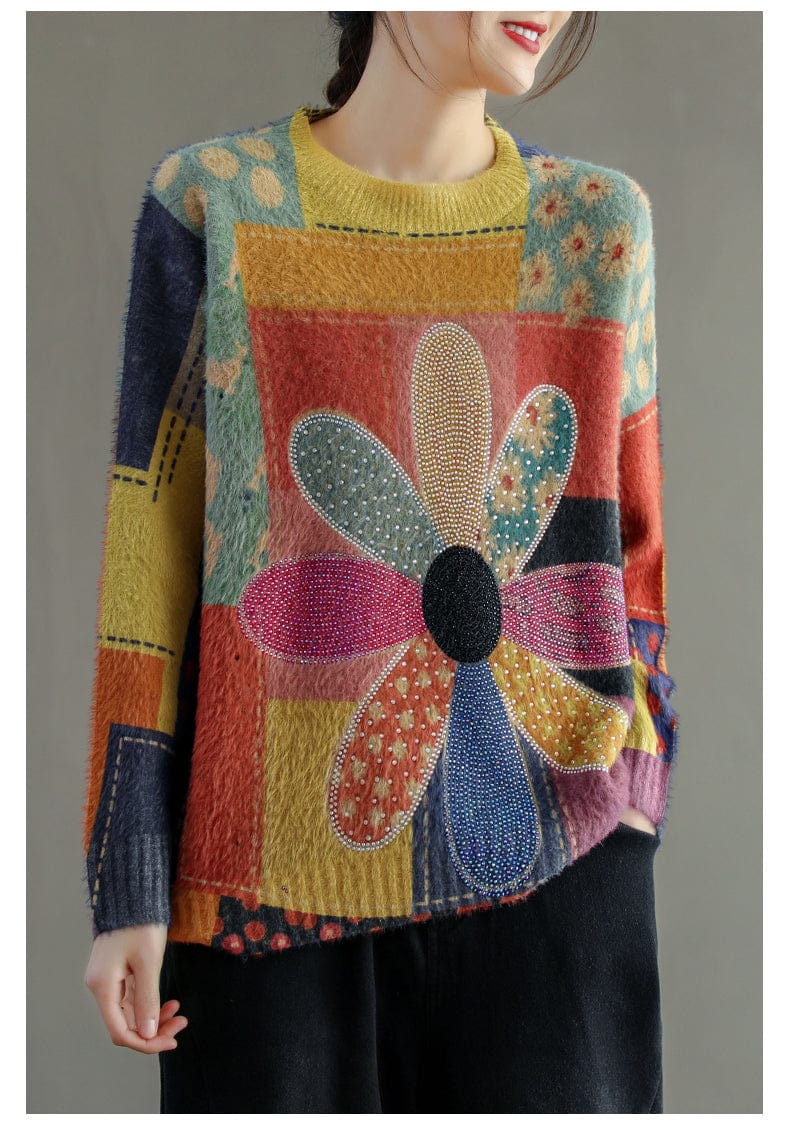 AS | Diamentowy sweter w kwiaty w stylu vintage 2024