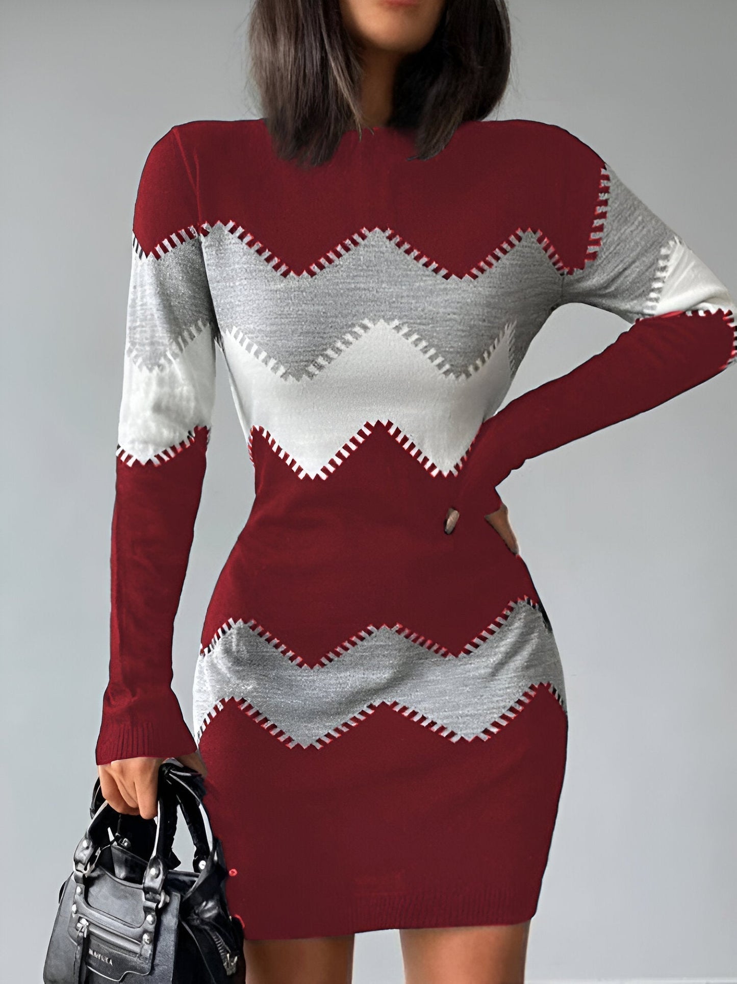 LB | Elegancka dzianinowa sukienka mini do ciała