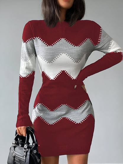 LB | Elegancka dzianinowa sukienka mini bodycon